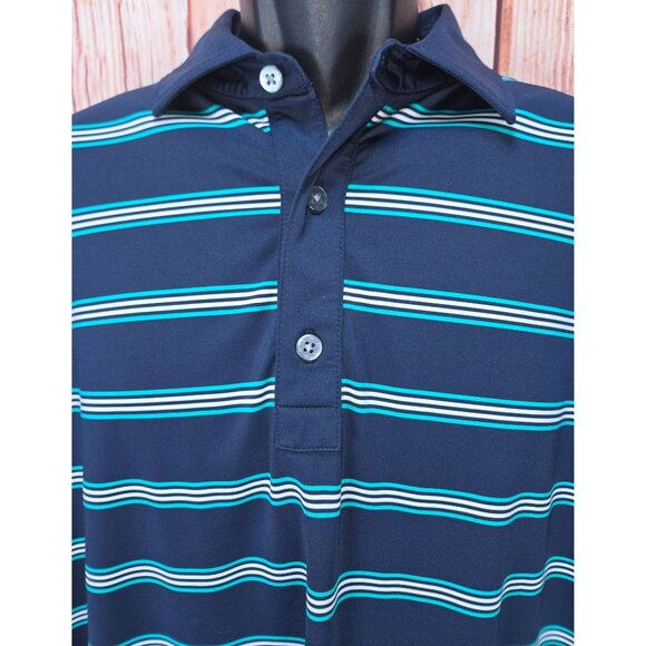 FOOTJOY FJ Men's Navy Striped Polo Golf Shirt Large - Picture 3 of 8
